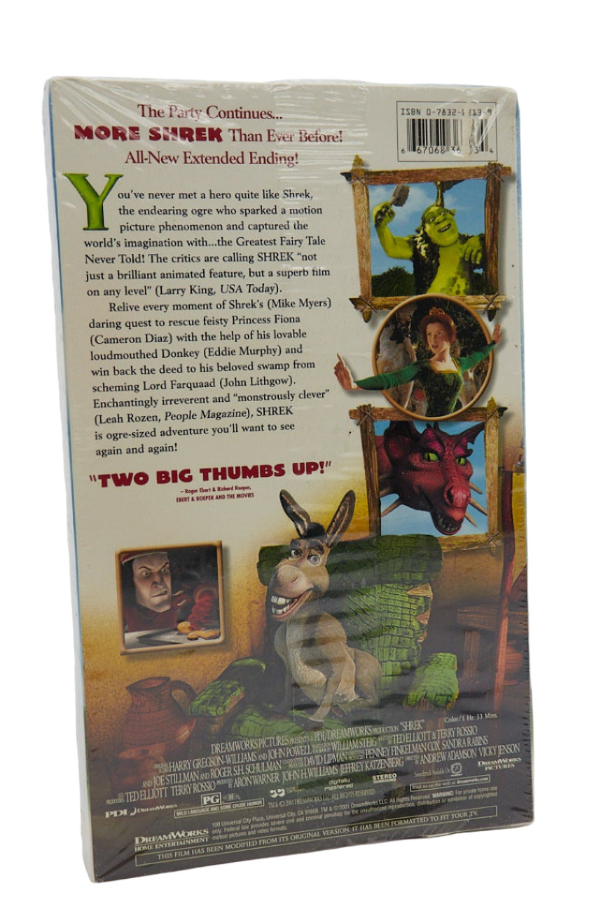 Shrek 2001 Special Edition Extended Ending Sealed VHS Tape