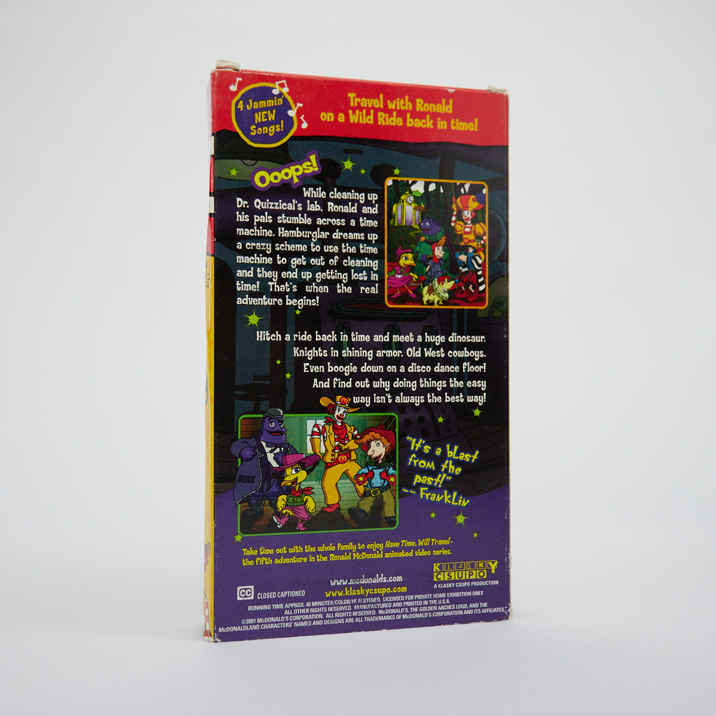 The Wacky Adventures of Ronald McDonald: Have Time, Will Travel VHS Tape