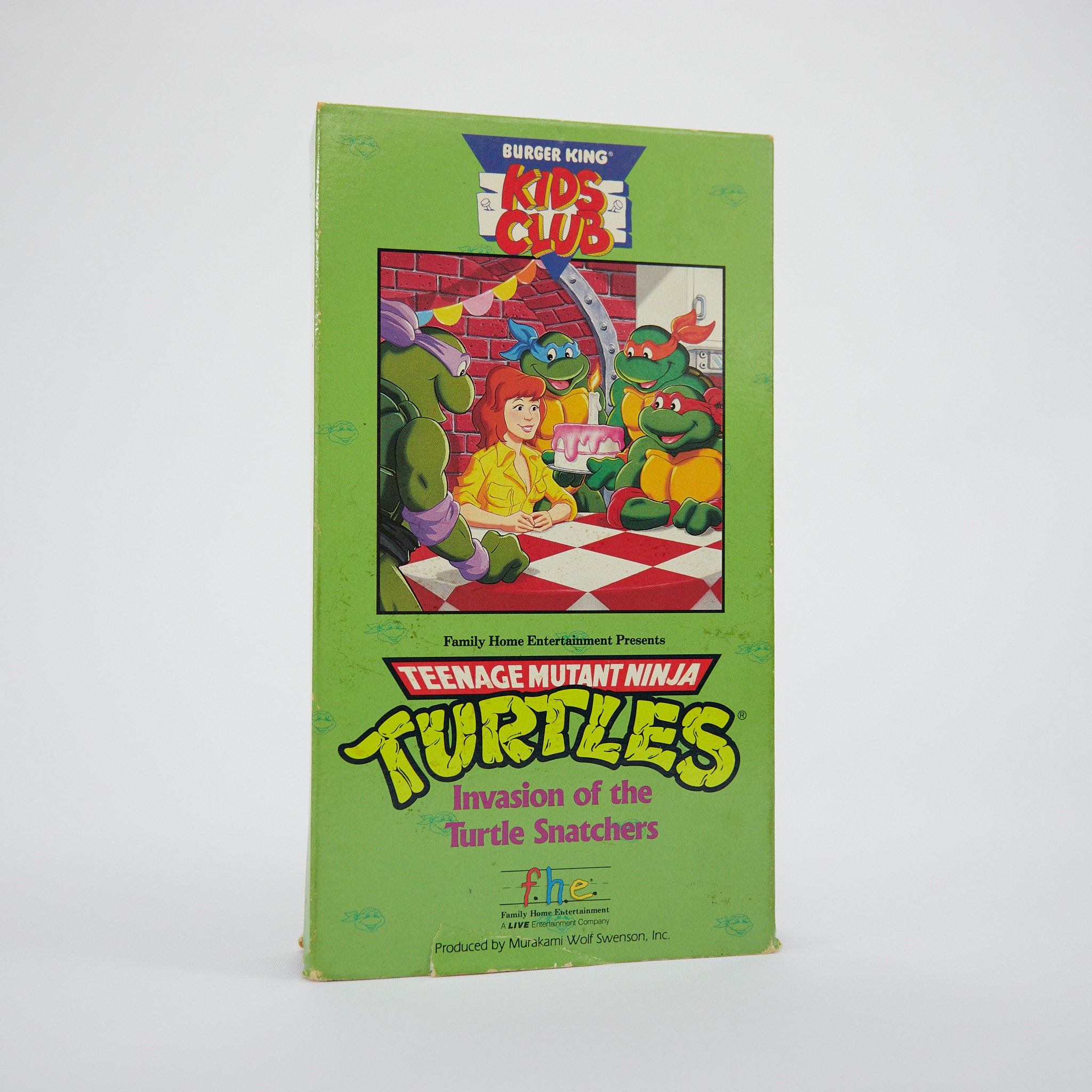 Vintage Burger King Kids Club Teenage Mutant Ninja Turtles Invasion of the Turtle Snatchers VHS on a white background