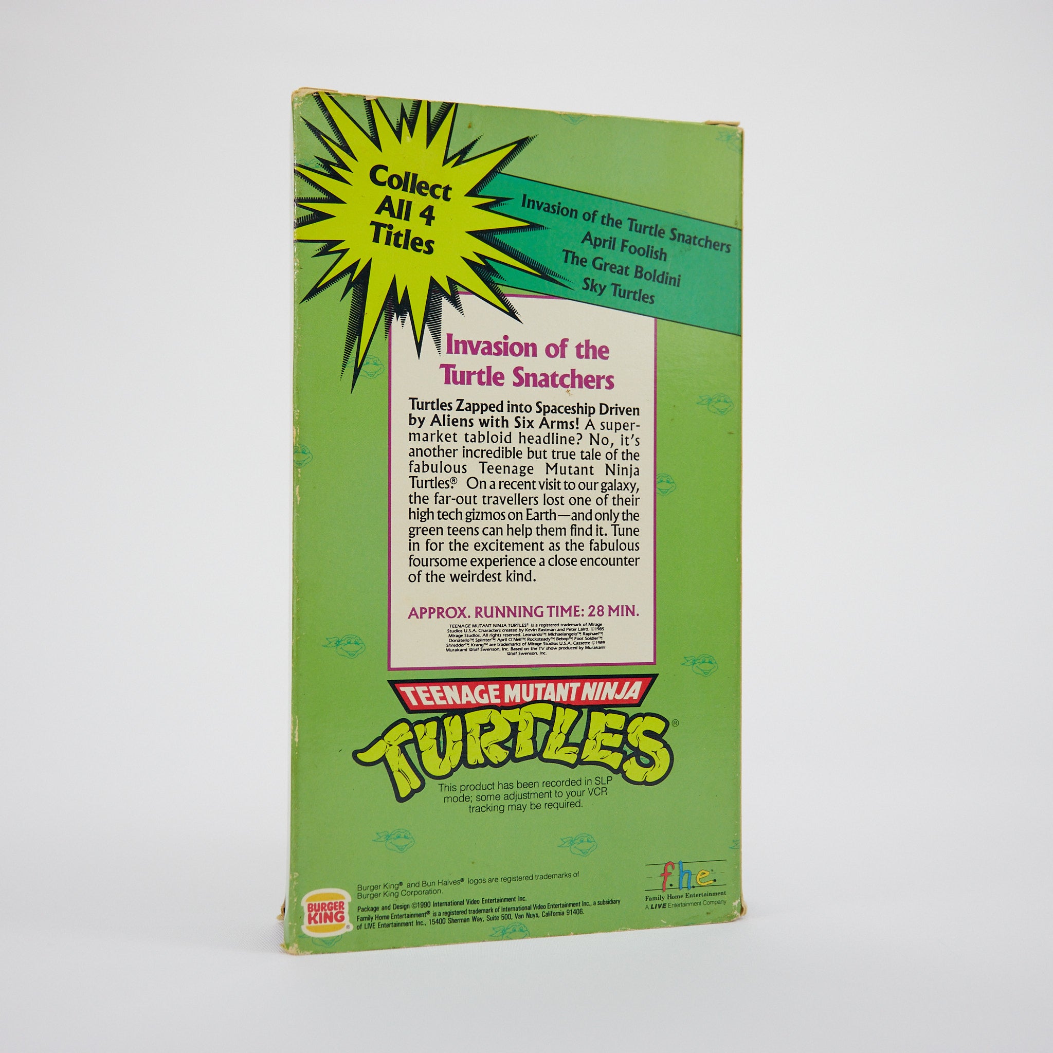 Burger King Kids Club Teenage Mutant Ninja Turtles Invasion of the Turtle Snatchers VHS Tape