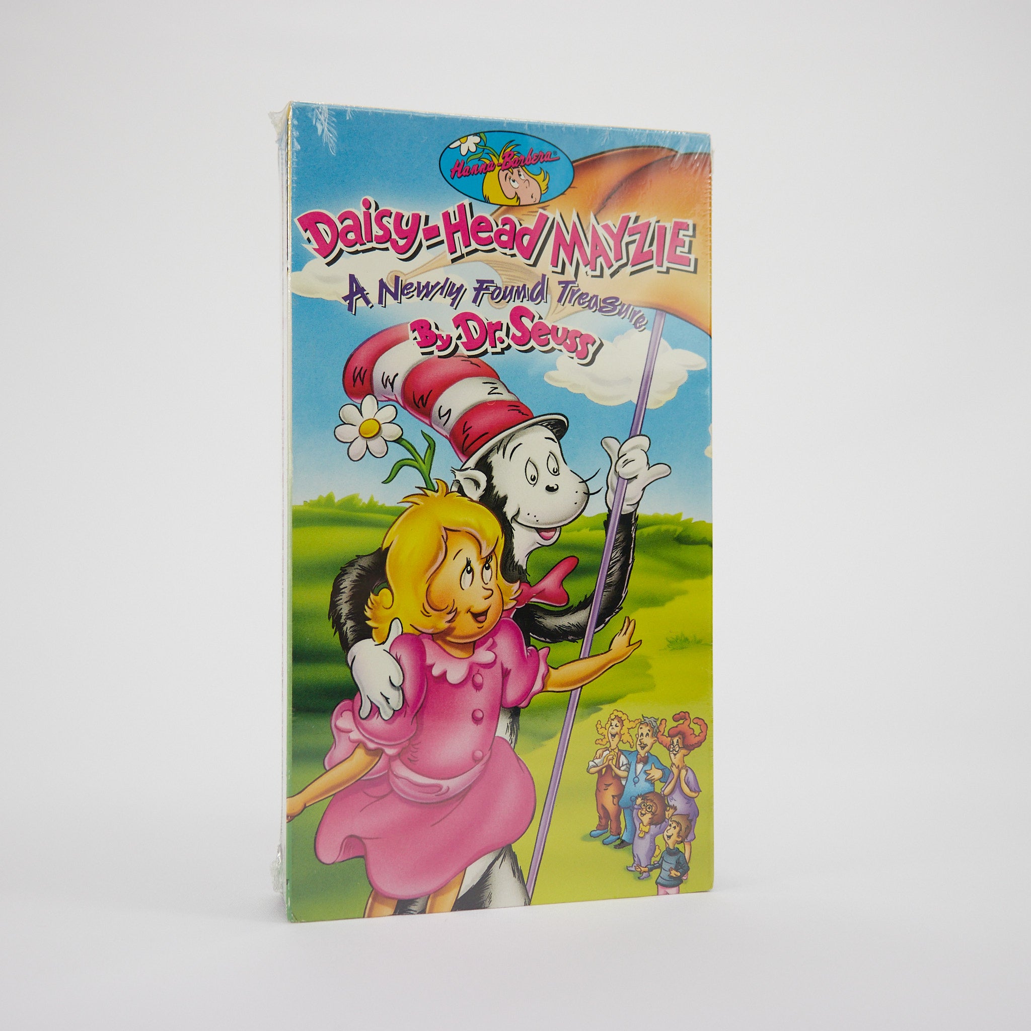 VHS cover of 'Daisy-Head Mayzie A Newly Found Treasure by Dr. Seuss' with cartoon characters on a white background