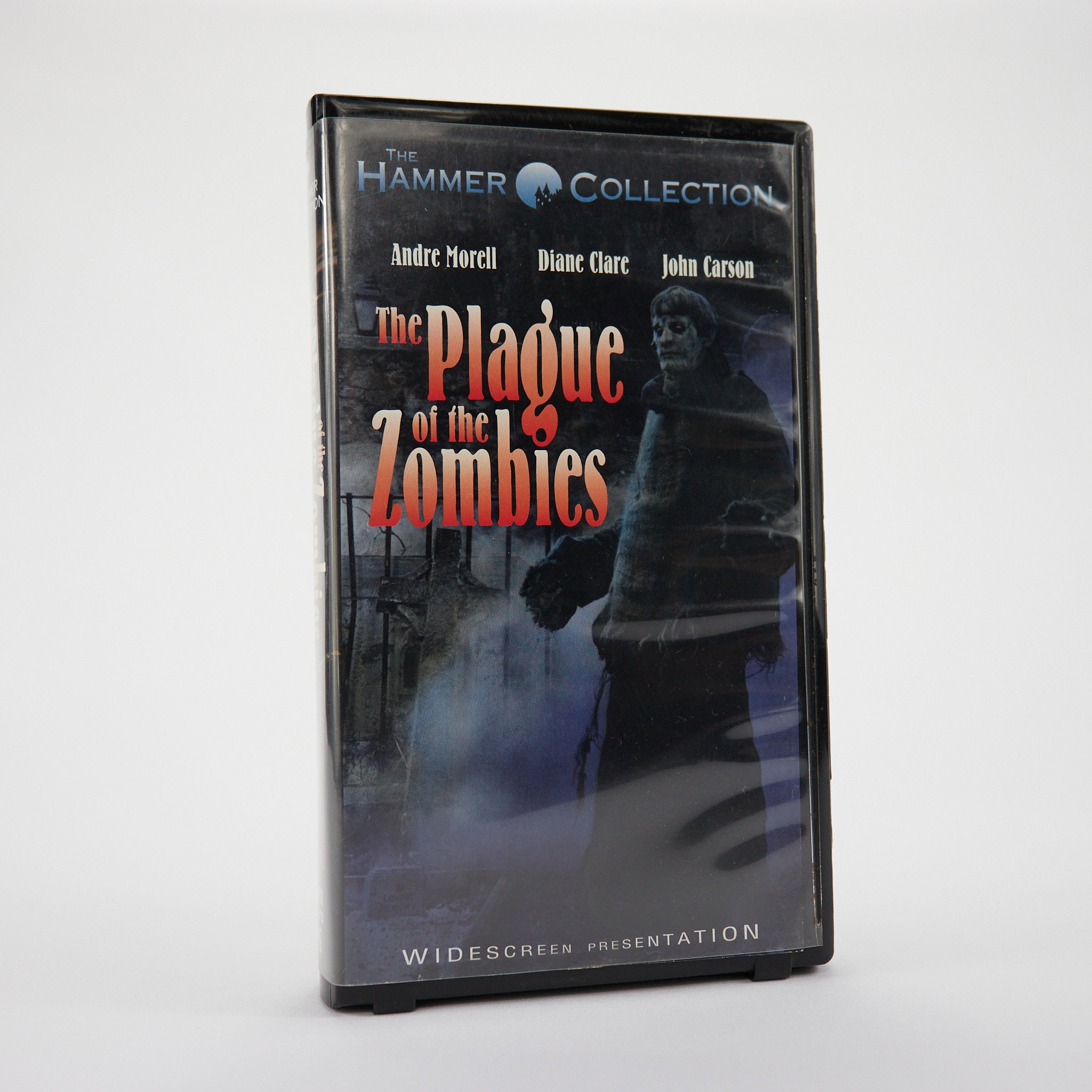 VHS tape of 'The Plague of the Zombies' from The Hammer Collection on a white background